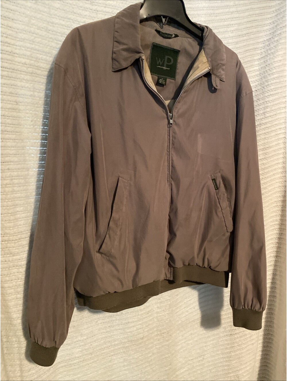 Weatherproof Garment Company Mens Medium Bomber Jacket Beige/Light Brown/Tan